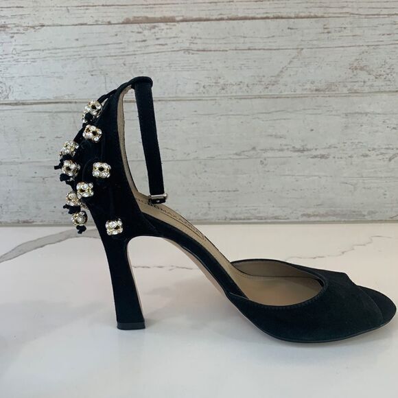BCBG black strap heels with heel charms - Picture 6 of 8